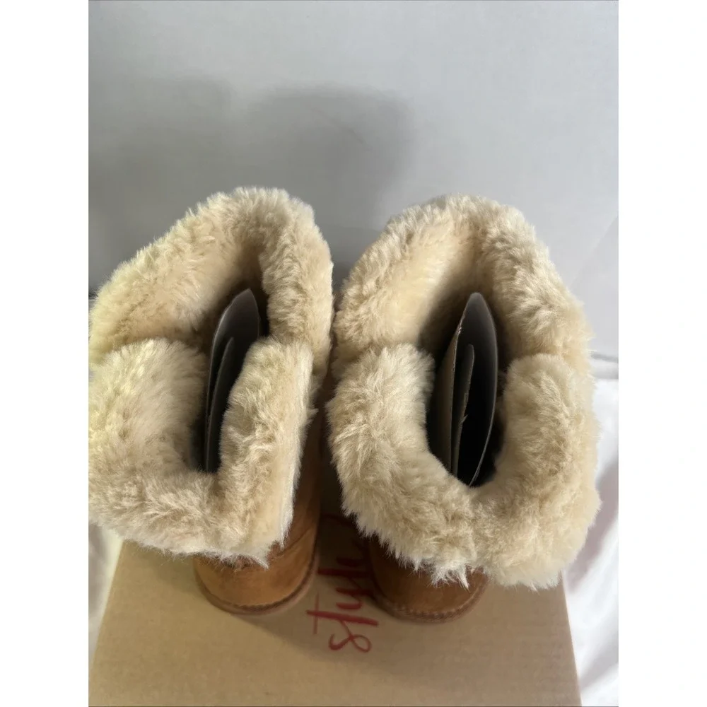 Style & Co Tiny2 Chestnut Genuine Suede Winter Boots Faux Leather w/ Box Size 6M